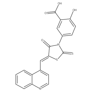2-hydroxy-5-[(5Z)-4-oxo-5-(quinolin-4-ylmethylidene)-2-thioxo-1,3-thiazolidin-3-yl]benzoic acid Structure