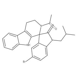 2-acetyl-5'-bromo-1'-(2-methylpropyl)-2,3,4,9-tetrahydrospiro[beta-carboline-1,3'-indol]-2'(1'H)-one Structure
