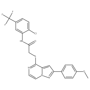 N-[2-chloro-5-(trifluoromethyl)phenyl]-2-{[2-(4-methoxyphenyl)pyrazolo[1,5-a]pyrazin-4-yl]sulfanyl}acetamide结构式