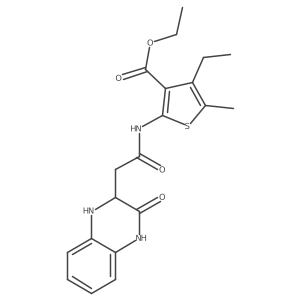 Ethyl 4-ethyl-5-methyl-2-{[(3-oxo-1,2,3,4-tetrahydroquinoxalin-2-yl)acetyl]amino}thiophene-3-carboxylate Structure