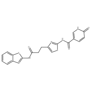N-(4-(3-(benzo[d]thiazol-2-ylamino)-3-oxopropyl)thiazol-2-yl)-6-oxo-1,6-dihydropyridine-3-carboxamide结构式