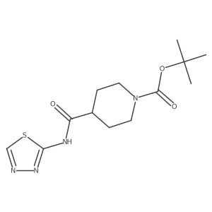 CC(C)(C)OC(=O)N1CCC(C(=O)Nc2nncs2)CC1结构式
