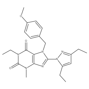 8-(3,5-diethyl-1H-pyrazol-1-yl)-1-ethyl-7-(4-methoxybenzyl)-3-methyl-1H-purine-2,6(3H,7H)-dione Structure