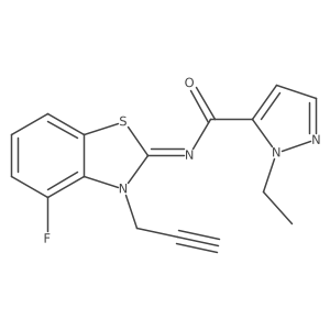 (E)-1-ethyl-N-(4-fluoro-3-(prop-2-yn-1-yl)benzo[d]thiazol-2(3H)-ylidene)-1H-pyrazole-5-carboxamide结构式