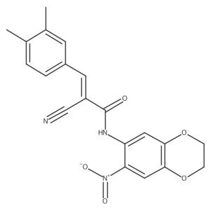 2-cyano-3-(3,4-dimethylphenyl)-N-(7-nitro-2,3-dihydro-1,4-benzodioxin-6-yl)prop-2-enamide Structure