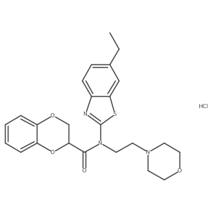 N-(6-ethylbenzo[d]thiazol-2-yl)-N-(2-morpholinoethyl)-2,3-dihydrobenzo[b][1,4]dioxine-2-carboxamide hydrochloride结构式
