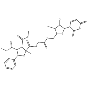 dimethyl (2R,3R,4R,5S)-2-[[2-[[(2R,3S,4R,5R)-5-(2,4-dioxopyrimidin-1-yl)-3,4-dihydroxyoxolan-2-yl]methylamino]-2-oxoethyl]carbamoyl]-2-methyl-5-phenylpyrrolidine-3,4-dicarboxylate Structure