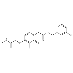 2-((5-chloro-1-(2-((3-chlorobenzyl)amino)-2-oxoethyl)-6-oxo-1,6-dihydropyridazin-4-yl)thio)-N-methylacetamide结构式