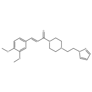 (E)-1-(4-(2-(1H-pyrazol-1-yl)ethyl)piperazin-1-yl)-3-(3,4-dimethoxyphenyl)prop-2-en-1-one Structure