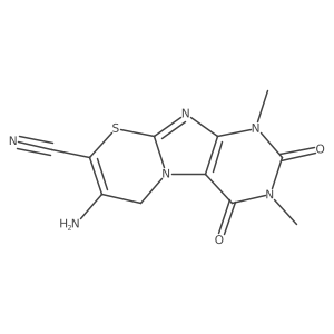 7-Amino-1,2,3,4-tetrahydro-1,3-dimethyl-2,4-dioxo-6H-[1,3]thiazino[2,3-f]purine-8-carbonitrile Structure