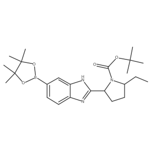 tert-butyl (2S,5S)-2-ethyl-5-[6-(4,4,5,5-tetramethyl-1,3,2-dioxaborolan-2-yl)-1H-benzimidazol-2-yl]pyrrolidine-1-carboxylate Structure