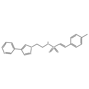 (E)-2-(4-methylphenyl)-N-{2-[4-(pyridin-3-yl)-1H-pyrazol-1-yl]ethyl}ethene-1-sulfonamide结构式
