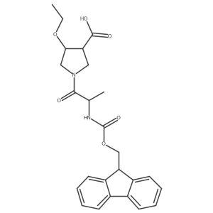 4-ethoxy-1-[(2R)-2-({[(9H-fluoren-9-yl)methoxy]carbonyl}amino)propanoyl]pyrrolidine-3-carboxylic acid结构式