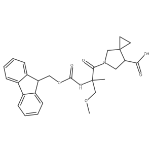 5-[2-({[(9H-fluoren-9-yl)methoxy]carbonyl}amino)-3-methoxy-2-methylpropanoyl]-5-azaspiro[2.4]heptane-7-carboxylic acid结构式
