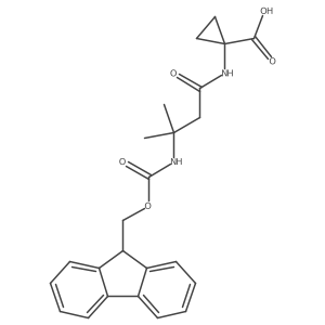 1-[3-({[(9H-fluoren-9-yl)methoxy]carbonyl}amino)-3-methylbutanamido]cyclopropane-1-carboxylic acid结构式