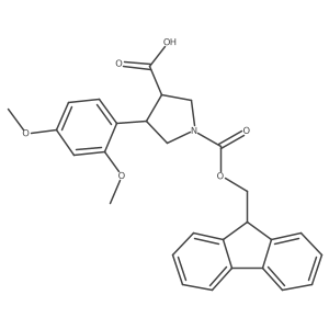 rac-(3R,4S)-4-(2,4-dimethoxyphenyl)-1-{[(9H-fluoren-9-yl)methoxy]carbonyl}pyrrolidine-3-carboxylic acid结构式