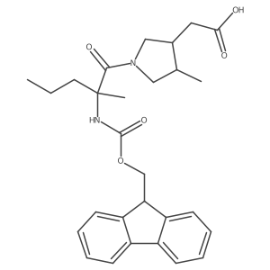 rac-2-[(3R,4R)-1-[2-({[(9H-fluoren-9-yl)methoxy]carbonyl}amino)-2-methylpentanoyl]-4-methylpyrrolidin-3-yl]acetic acid Structure