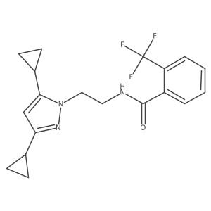 N-(2-(3,5-dicyclopropyl-1H-pyrazol-1-yl)ethyl)-2-(trifluoromethyl)benzamide结构式