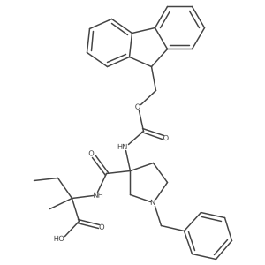 2-{[1-benzyl-3-({[(9H-fluoren-9-yl)methoxy]carbonyl}amino)pyrrolidin-3-yl]formamido}-2-methylbutanoic acid Structure