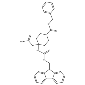 2-{1-[(benzyloxy)carbonyl]-4-({[(9H-fluoren-9-yl)methoxy]carbonyl}amino)piperidin-4-yl}acetic acid结构式