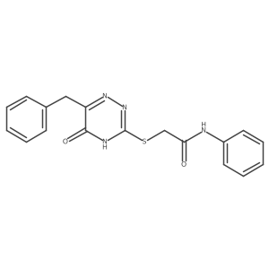 2-[(6-benzyl-5-hydroxy-1,2,4-triazin-3-yl)sulfanyl]-N-phenylacetamide结构式