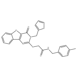 2-{[3-(2-furylmethyl)-4-oxo-3,4-dihydro[1]benzofuro[3,2-d]pyrimidin-2-yl]thio}-N-(4-methylbenzyl)acetamide Structure