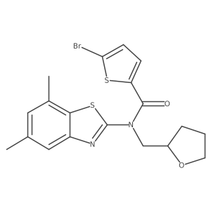 5-bromo-N-(5,7-dimethylbenzo[d]thiazol-2-yl)-N-((tetrahydrofuran-2-yl)methyl)thiophene-2-carboxamide结构式