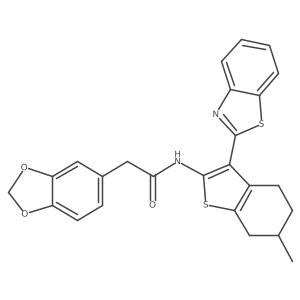 2-(benzo[d][1,3]dioxol-5-yl)-N-(3-(benzo[d]thiazol-2-yl)-6-methyl-4,5,6,7-tetrahydrobenzo[b]thiophen-2-yl)acetamide Structure