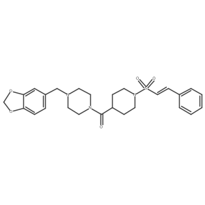 1-[(1,3-Dioxaindan-5-yl)methyl]-4-[1-(2-phenylethenesulfonyl)piperidine-4-carbonyl]piperazine结构式