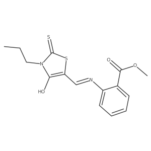 methyl 2-{[(E)-(4-oxo-3-propyl-2-thioxo-1,3-thiazolidin-5-ylidene)methyl]amino}benzoate Structure