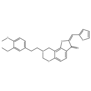 (Z)-8-(3,4-dimethoxyphenethyl)-2-(furan-2-ylmethylene)-8,9-dihydro-2H-benzofuro[7,6-e][1,3]oxazin-3(7H)-one结构式