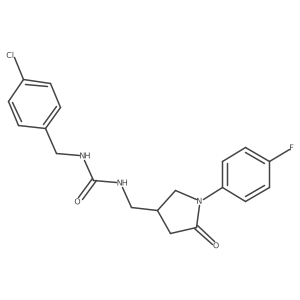1-(4-Chlorobenzyl)-3-((1-(4-fluorophenyl)-5-oxopyrrolidin-3-yl)methyl)urea结构式