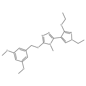 3-{[(3,5-dimethoxyphenyl)methyl]sulfanyl}-5-(3-ethoxy-1-ethyl-1H-pyrazol-4-yl)-4-methyl-4H-1,2,4-triazole结构式