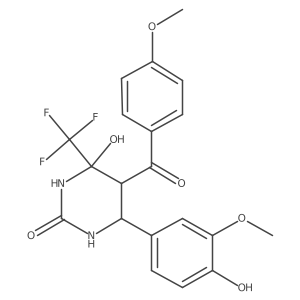 4-hydroxy-6-(4-hydroxy-3-methoxyphenyl)-5-[(4-methoxyphenyl)carbonyl]-4-(trifluoromethyl)tetrahydropyrimidin-2(1H)-one Structure