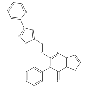 3-phenyl-2-(((3-(pyridin-2-yl)-1,2,4-oxadiazol-5-yl)methyl)thio)thieno[3,2-d]pyrimidin-4(3H)-one结构式