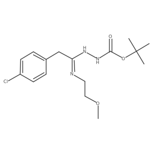 N'-[2-(4-Chloro-phenyl)-1-(2-methoxyethylamino)ethylidene]hydrazinecarboxylic acid tert-butyl ester结构式