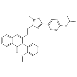 2-(((2-(4-isopropoxyphenyl)-5-methyloxazol-4-yl)methyl)thio)-3-(2-methoxyphenyl)quinazolin-4(3H)-one Structure