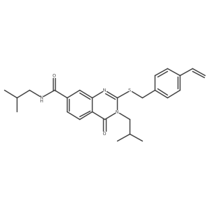 N,3-diisobutyl-4-oxo-2-((4-vinylbenzyl)thio)-3,4-dihydroquinazoline-7-carboxamide结构式
