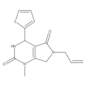 6-allyl-1-methyl-4-(thiophen-2-yl)-3,4,6,7-tetrahydro-1H-pyrrolo[3,4-d]pyrimidine-2,5-dione结构式