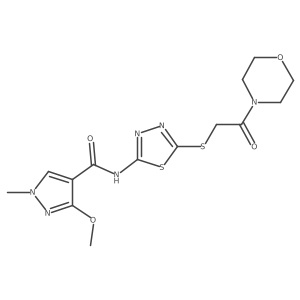 3-methoxy-1-methyl-N-(5-((2-morpholino-2-oxoethyl)thio)-1,3,4-thiadiazol-2-yl)-1H-pyrazole-4-carboxamide结构式