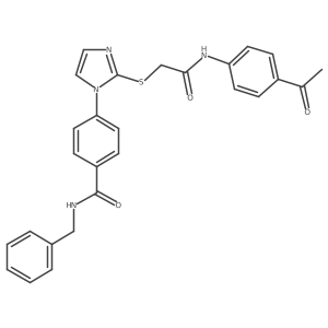 4-(2-((2-((4-acetylphenyl)amino)-2-oxoethyl)thio)-1H-imidazol-1-yl)-N-benzylbenzamide结构式