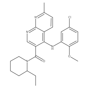 (4-((5-Chloro-2-methoxyphenyl)amino)-7-methyl-1,8-naphthyridin-3-yl)(2-ethylpiperidin-1-yl)methanone Structure