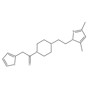 1-(4-(2-(3,5-dimethyl-1H-pyrazol-1-yl)ethyl)piperazin-1-yl)-2-(thiophen-2-yl)ethanone Structure