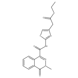 Ethyl (2-{[(3-methyl-4-oxo-3,4-dihydrophthalazin-1-yl)carbonyl]amino}-1,3-thiazol-4-yl)acetate结构式