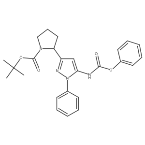 Tert-butyl (r)-2-(5-((phenoxycarbonyl)amino)-1-phenyl-1H-pyrazol-3-yl)pyrrolidine-1-carboxylate结构式