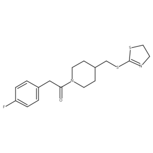 1-(4-(((4,5-Dihydrothiazol-2-yl)thio)methyl)piperidin-1-yl)-2-(4-fluorophenyl)ethanone结构式