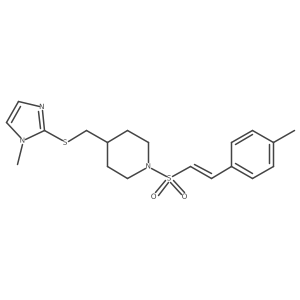 (E)-4-(((1-methyl-1H-imidazol-2-yl)thio)methyl)-1-((4-methylstyryl)sulfonyl)piperidine结构式