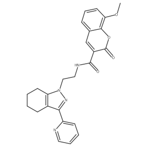 8-methoxy-2-oxo-N-{2-[3-(pyridin-2-yl)-4,5,6,7-tetrahydro-1H-indazol-1-yl]ethyl}-2H-chromene-3-carboxamide Structure