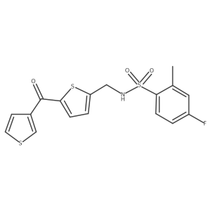 4-fluoro-2-methyl-N-((5-(thiophene-3-carbonyl)thiophen-2-yl)methyl)benzenesulfonamide结构式