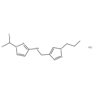 1-(difluoromethyl)-N-[(1-propylpyrazol-4-yl)methyl]pyrazol-3-amine;hydrochloride结构式